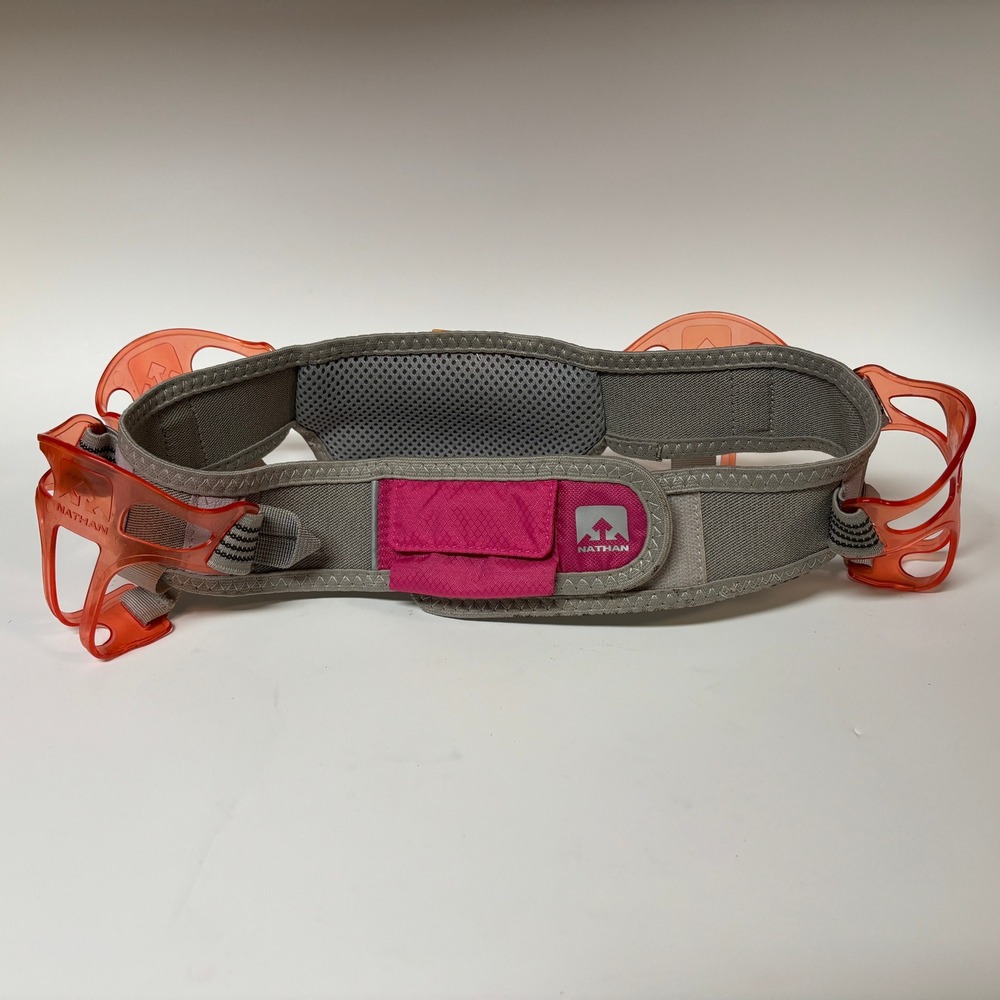 Nathan Speed 4R Running Hydration Belt Gray Pink Small Four Bottle Holster